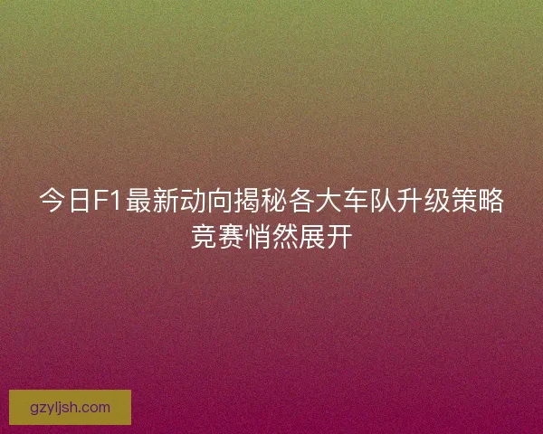 今日F1最新动向揭秘各大车队升级策略竞赛悄然展开