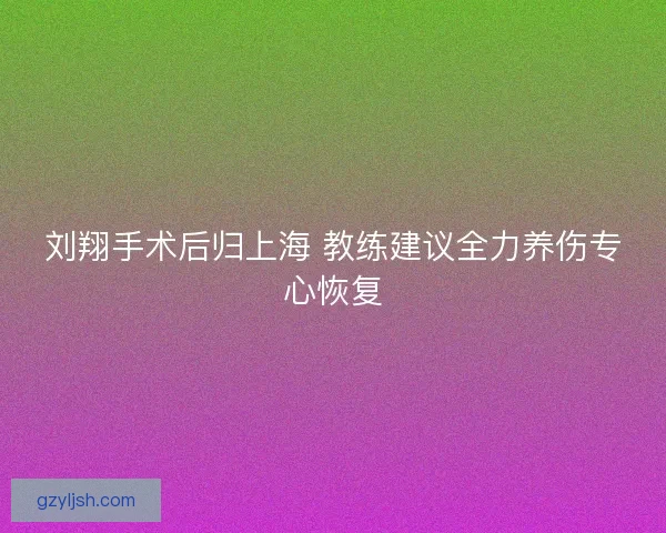 刘翔手术后归上海 教练建议全力养伤专心恢复